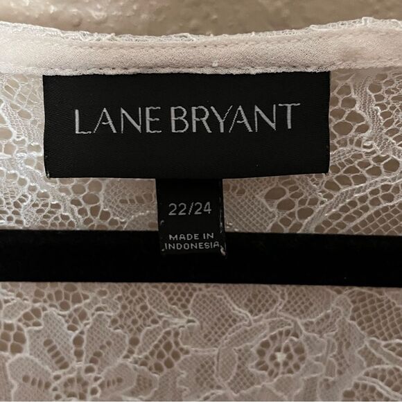 Lane Bryant White Lace V-Neck Sheer Blouse with Ruffle Sleeves Size 22/24 - Picture 3 of 11